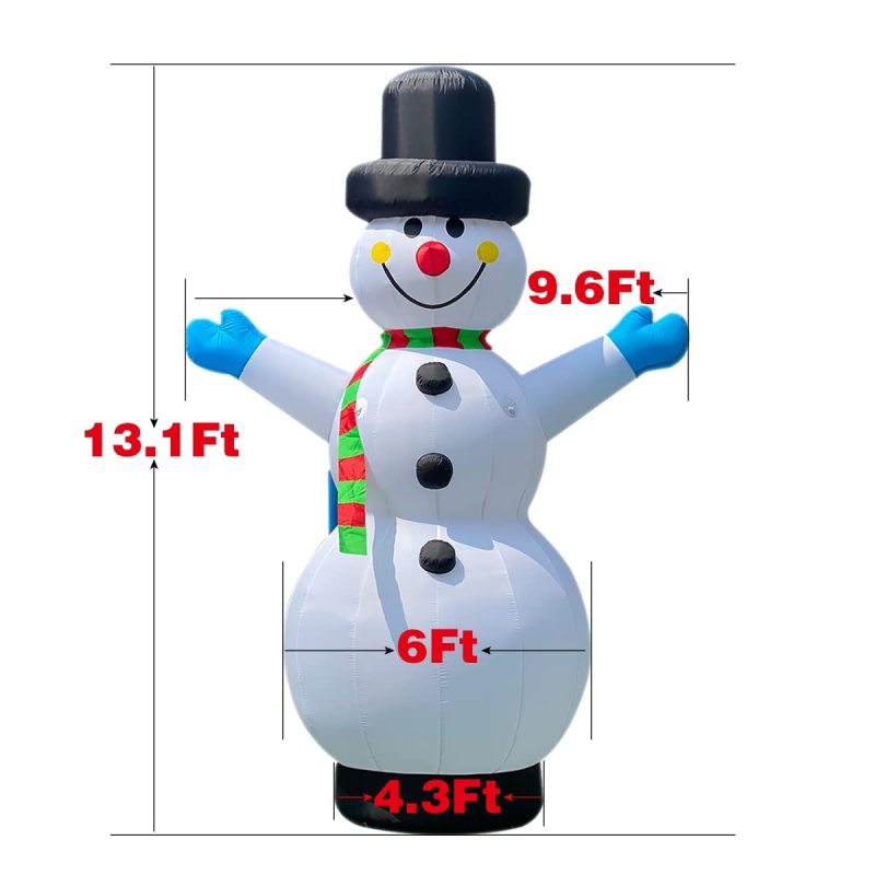 Christmas Inflatable Snowman Lighted with Blower Frosty 13FT/ 26fF/ 33FT/ 40FT Snowman Inflatable Outdoor Yard Decoration Lawn Xmas Party Blow Up Decoration with No Light