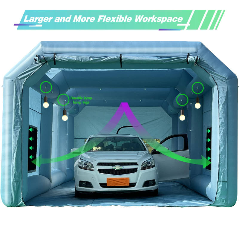 Portable Paint Booth 20x10x9Ft with Blower Inflatable Spray Paint Booth with Air Filter System, Inflatable Paint Booth Tent - No Tool Room