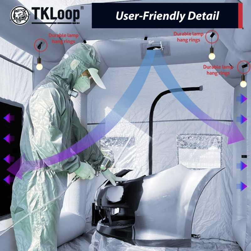 Portable Paint Booth 13X8.2X8.2Ft with Blower 950W Inflatable Spray Paint Booth with Air Filter System, Inflatable Paint Booth Tent - No Tool Room