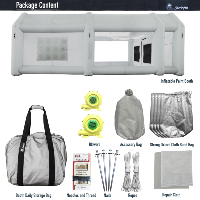 Sewinfla Professional Inflatable Paint Booth 28x15x11Ft Environmentally-Friendly Air Filter System Portable Paint Booth More Durable Inflatable Spray Booth with Powerful Blowers