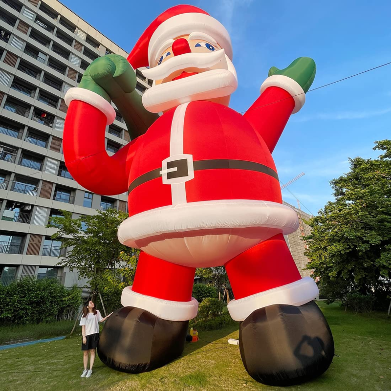 Giant 40Ft Premium Inflatable Santa Claus with Blower for Christmas Yard Decoration Outdoor Yard Lawn Xmas Party Blow Up Decoration with No Light