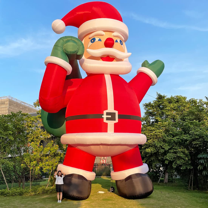 Giant 40Ft Premium Inflatable Santa Claus with Blower for Christmas Yard Decoration Outdoor Yard Lawn Xmas Party Blow Up Decoration with No Light