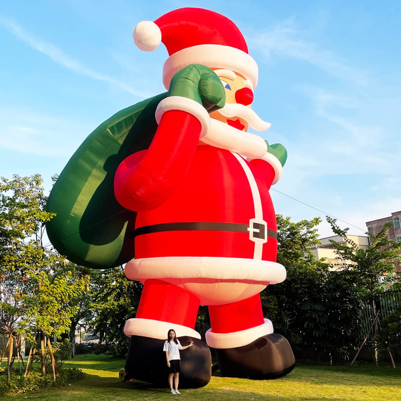 Giant 40Ft Premium Inflatable Santa Claus with Blower for Christmas Yard Decoration Outdoor Yard Lawn Xmas Party Blow Up Decoration with No Light