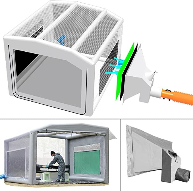 Custom Airtight booth 24x15x10FT with 2 Blowers (1100W+1100W) -New Version Sewinfla Airtight Waterproof Paint Booth Durable Portable Paint Booth Perfect Solution for Overspray Problem