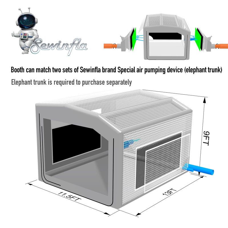 New Version Sewinfla Airtight Waterproof Paint Booth Durable Portable Paint Booth Perfect Solution for Overspray Problem (with Exhaust Device)