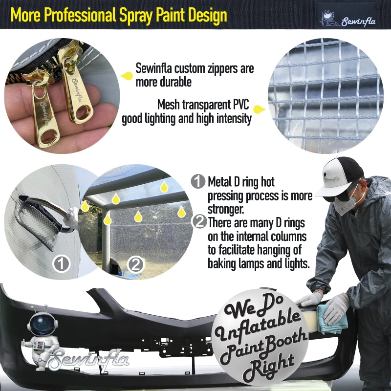 New Version Sewinfla Airtight Waterproof Paint Booth Durable Portable Paint Booth Perfect Solution for Overspray Problem (with Exhaust Device)