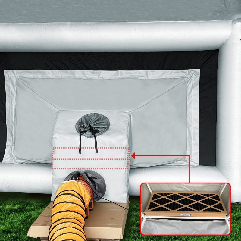 Sewinfla Airtight Paint Booth Oversized Efficient Filter Box inside the Ventilation Device, Helping Solve Overspray & Environmentally-Friendly (Both Suitable for WARSUN, OZIS Inflatable Spray Booth)