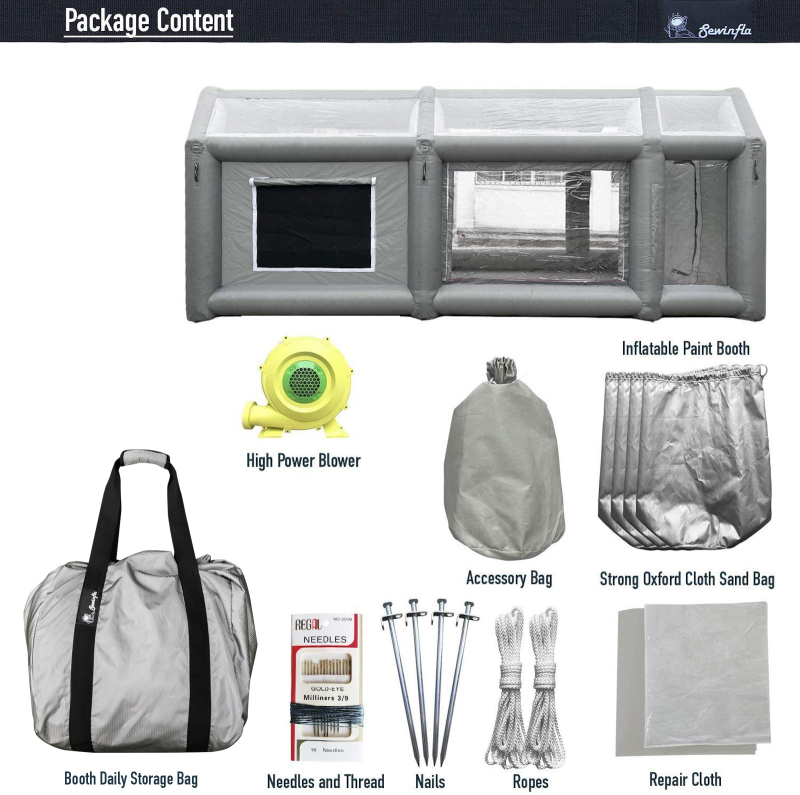 Sewinfla Professional Inflatable Paint Booth 20x10x9Ft with 2 Blowers (450W+1100W) & Air Filter System Portable Paint Booth Tent Garage Inflatable Spray Booth Painting for Parts,Motorcycles