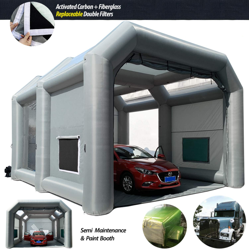 Sewinfla Professional Inflatable Paint Booth 23x20x14.5Ft with 2 Blowers (750W+950W) & Air Filter System Portable Paint Booth Tent Garage Inflatable Spray Booth Painting for Cars