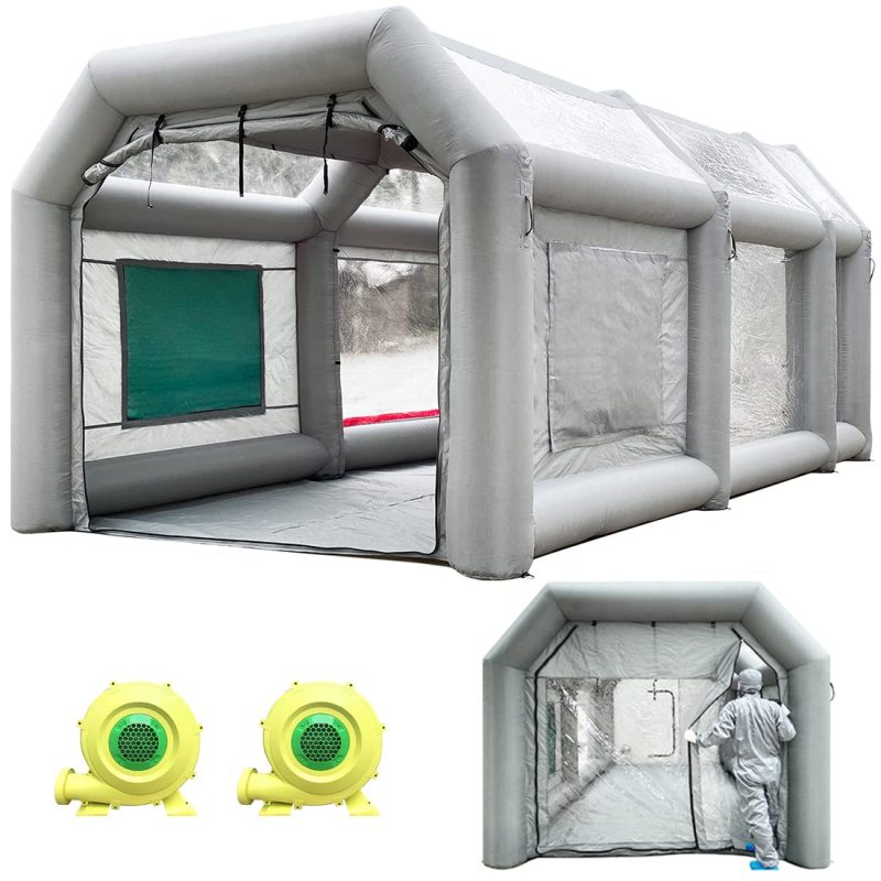 Sewinfla Professional Inflatable Paint Booth 20x10x9Ft with 2 Blowers (450W+1100W) & Air Filter System Portable Paint Booth Tent Garage Inflatable Spray Booth Painting for Parts,Motorcycles