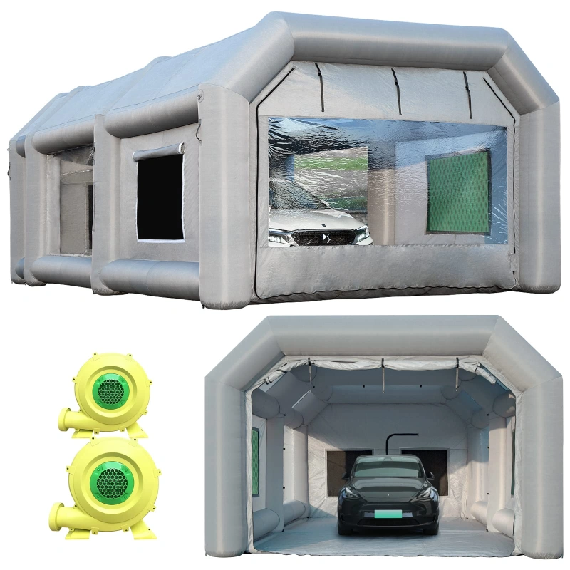 Sewinfla Professional Inflatable Paint Booth 26x13x10Ft with 2 Blowers (450W+950W) & Air Filter System Portable Paint Booth Tent Garage Inflatable Spray Booth Painting for Cars