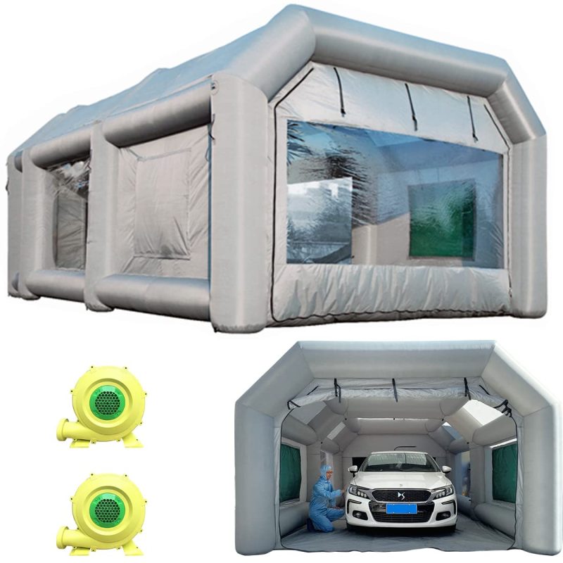 Sewinfla Professional Inflatable Paint Booth 23x13x8.5Ft with 2 Blowers (450W+950W) & Air Filter System Portable Paint Booth Tent Garage Inflatable Spray Booth Painting for Cars