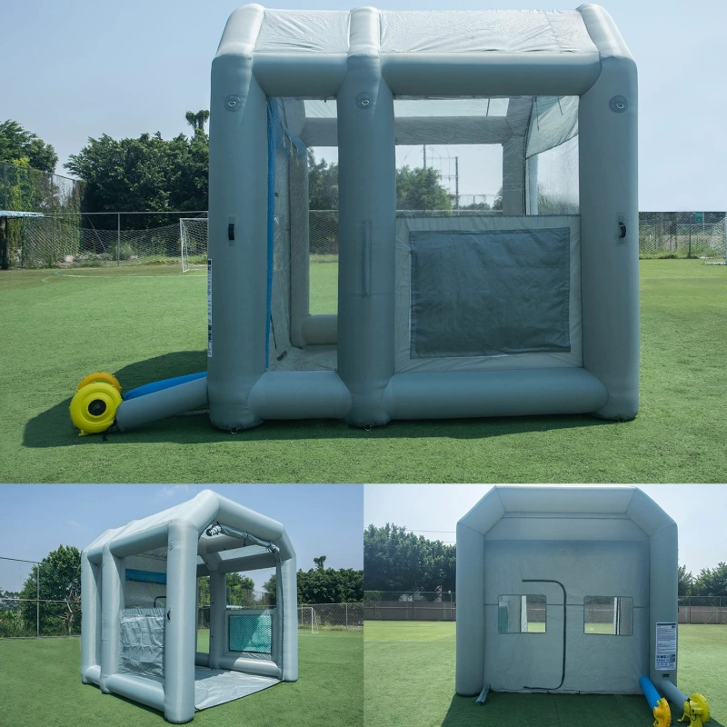 Sewinfla Professional Inflatable Paint Booth 12.5x11.2x11.2Ft with 2 Blowers (450W+750W) & Air Filter System Portable Paint Booth Tent Garage Inflatable Spray Booth Painting for Parts,Motorcycles