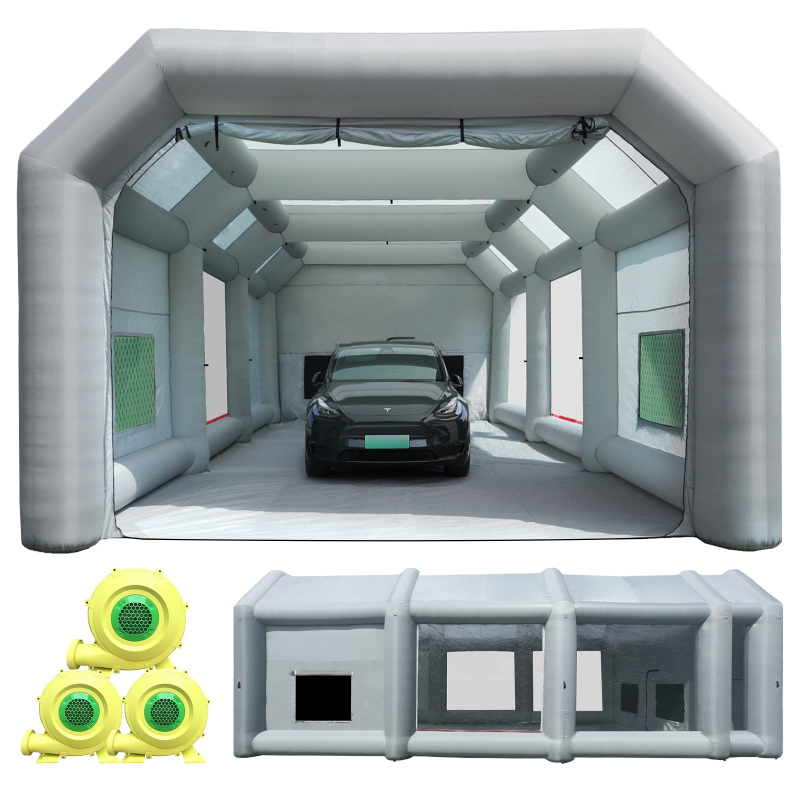 Sewinfla Professional Inflatable Paint Booth 39x16.5x13Ft with 3 Blowers (750W+950W+950W) & Air Filter System Portable Paint Booth Tent Garage Inflatable Spray Booth Painting for Cars