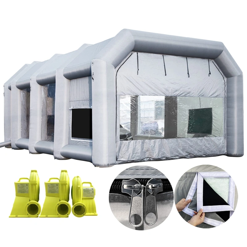 Sewinfla Professional Inflatable Paint Booth 39x16.5x13Ft with 2 Blowers (1100W+1100W) & Air Filter System Portable Paint Booth Tent Garage Inflatable Spray Booth Painting for Cars