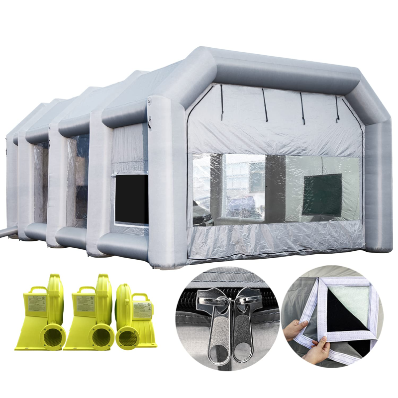 Sewinfla Professional Inflatable Paint Booth 39x16.5x13Ft with 2 Blowers (950W+950W) &amp; Air Filter System Portable Paint Booth Tent Garage Inflatable Spray Booth Painting for Cars
