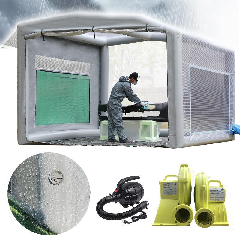 New Version Sewinfla Airtight Waterproof Paint Booth 13x11.5x10ft with 2 Blowers(950w+950w) for Ventilation Durable Portable Paint Booth Perfect Solution for Overspray Problem