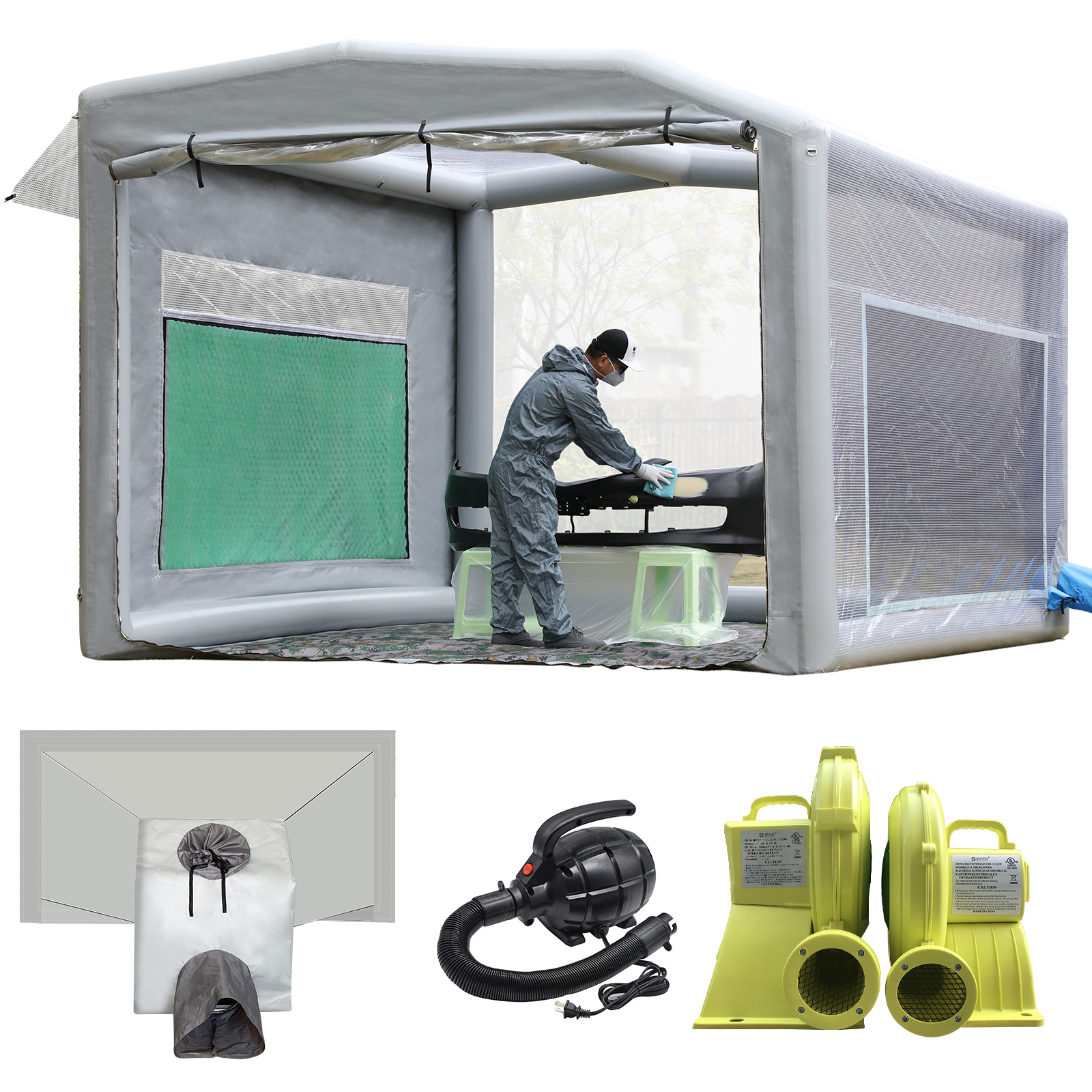 Sewinfla Airtight Waterproof Paint Booth 13x11.5x10ft Come with Exhaust