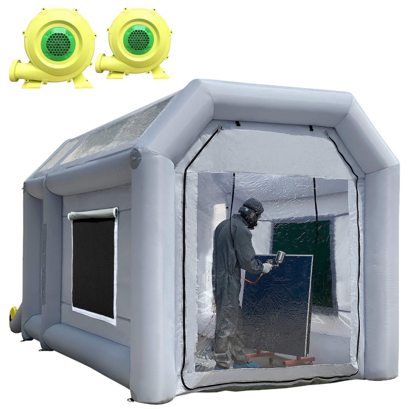 Sewinfla Professional Inflatable Paint Booth 13x8.2x8.2Ft with 2 Blowers (450W+750W) & Air Filter System Portable Paint Booth Tent Garage Inflatable Spray Booth Painting for Parts,Motorcycles
