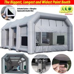 Sewinfla Professional Inflatable Paint Booth Canada 39x20x13Ft with 3 Blowers (950W+950W+950W) & Air Filter System Portable Spary Booth Canada Blow Up Tent Garage Inflatable Spray Booth Painting for Truck