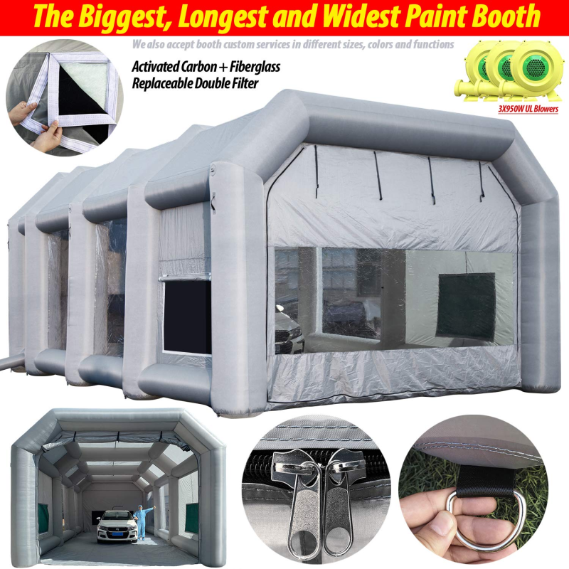 Sewinfla Professional Inflatable Paint Booth 39x20x13Ft Environmentally-Friendly Air Filter System Portable Paint Booth More Durable Inflatable Spray Booth with Powerful Blowers