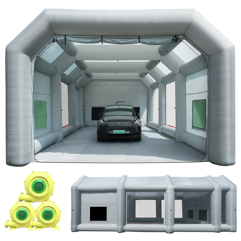 Sewinfla Professional Inflatable Paint Booth 39x20x13Ft with 3 Blowers (950W+950W+950W) & Air Filter System Portable Paint Booth Tent Garage Inflatable Spray Booth Painting for Cars