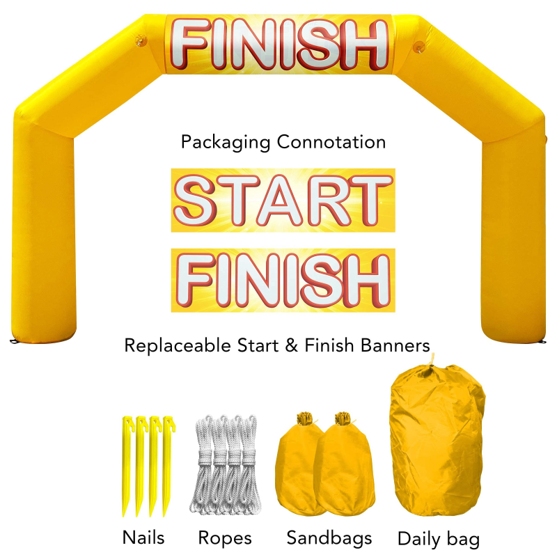 ARCH Sewinfla 20ft Inflatable Arch with Start Finish Line Racing Arch Banners & Blower Outdoor Inflatable Archway for Advertising Commerce Party Sport Race Yellow