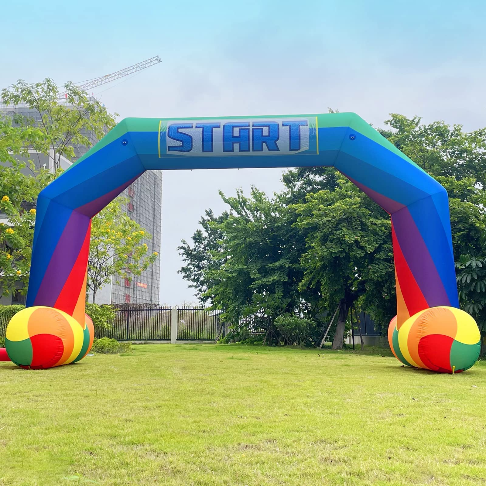 Sewinfla 20ft Rainbow Inflatable Arch with 250W Blower Start