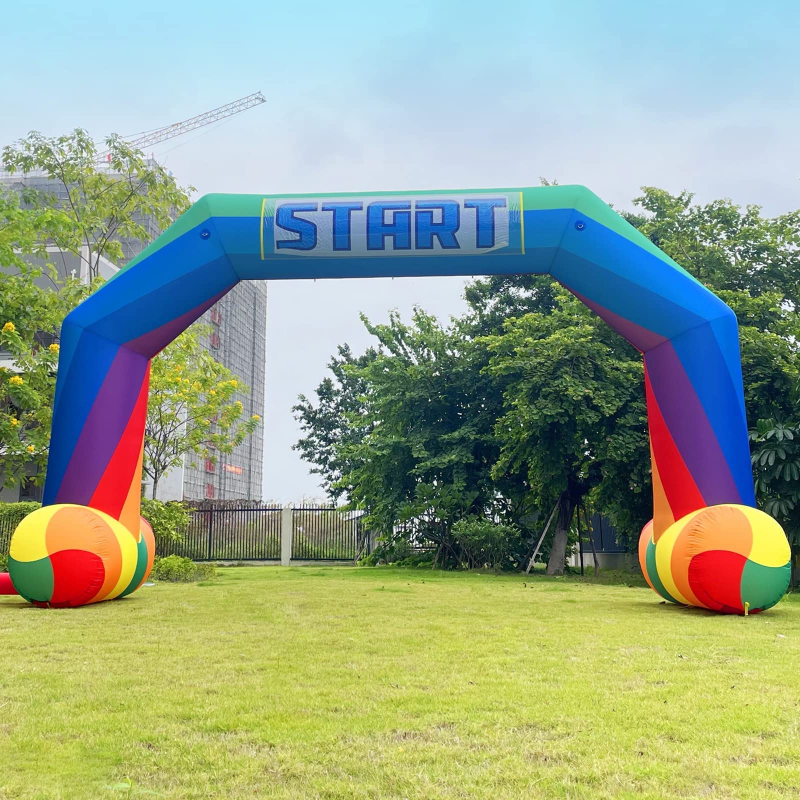 Sewinfla 20ft Inflatable Start Finish Line Arch Rainbow with External 240W Blower, Outdoor Inflatable Archway for Party Race Advertising Commerce