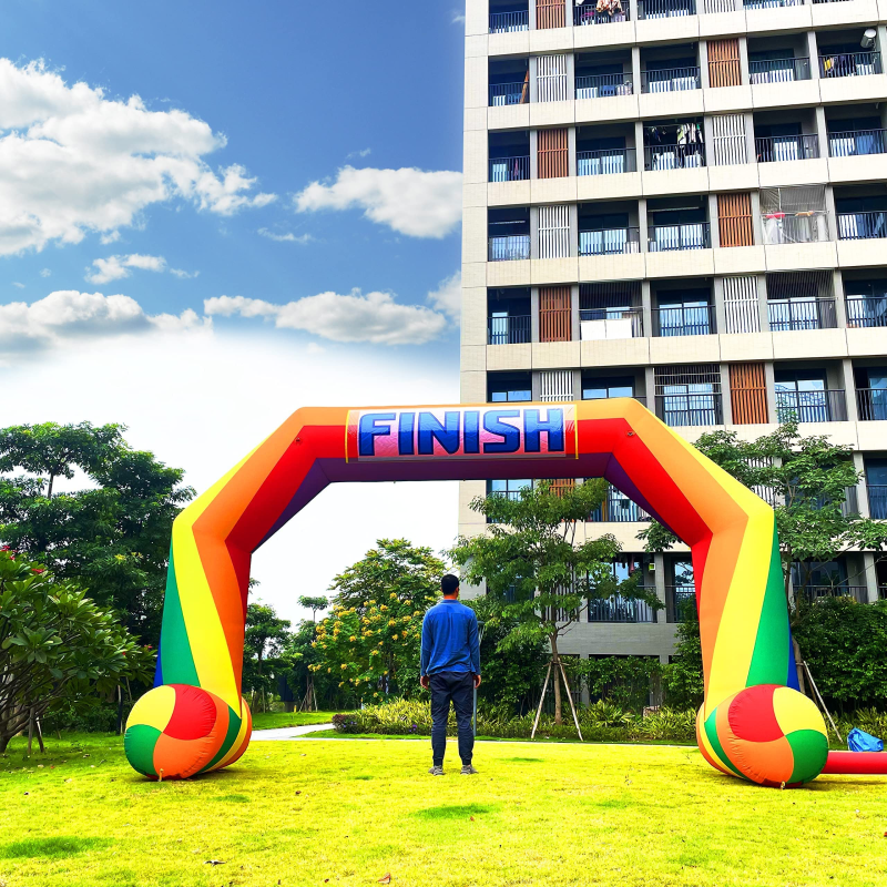 Sewinfla 20ft Inflatable Start Finish Line Arch Rainbow with External 240W Blower, Outdoor Inflatable Archway for Party Race Advertising Commerce