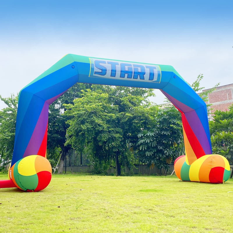 Sewinfla 20ft Inflatable Start Finish Line Arch Rainbow with External 240W Blower, Outdoor Inflatable Archway for Party Race Advertising Commerce