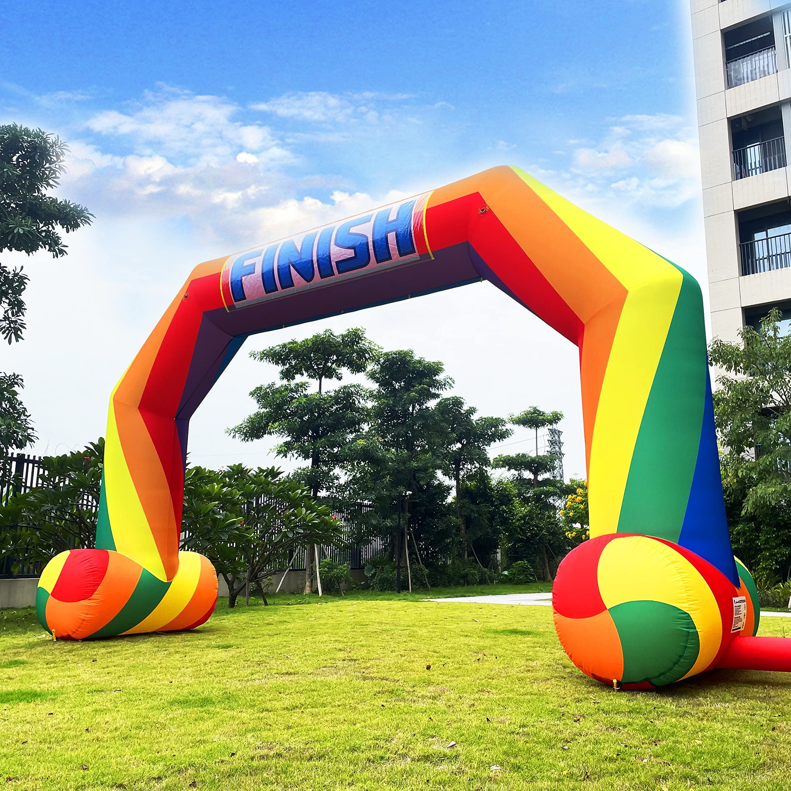 Sewinfla 20ft Rainbow Inflatable Arch with 250W Blower Start