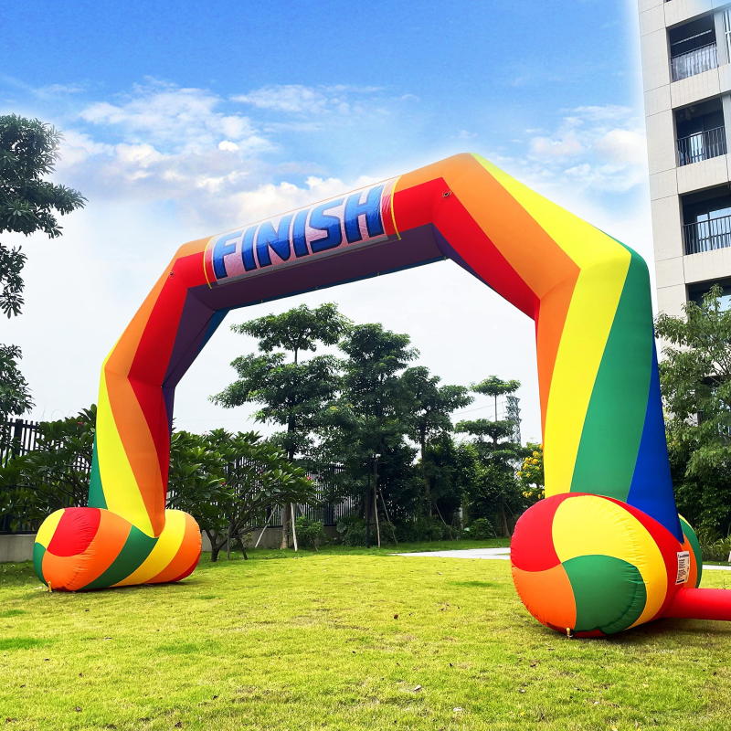 Sewinfla 20ft Inflatable Start Finish Line Arch Rainbow with External 240W Blower, Outdoor Inflatable Archway for Party Race Advertising Commerce