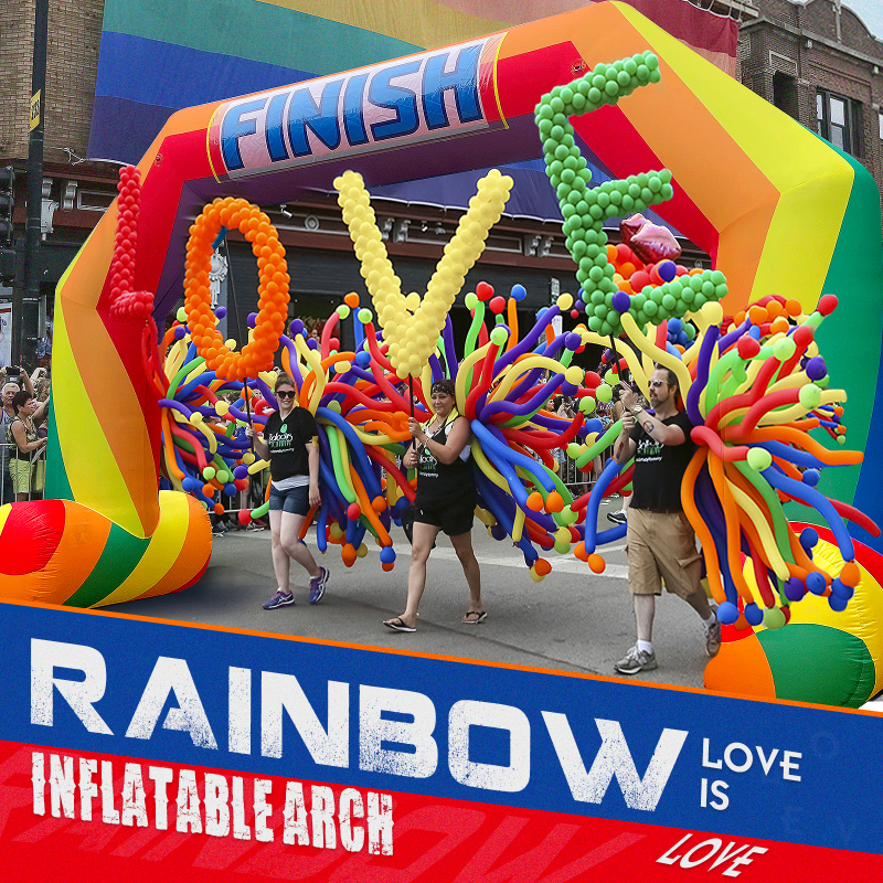 Sewinfla 20ft Inflatable Start Finish Line Arch Rainbow with External 240W Blower, Outdoor Inflatable Archway for Party Race Advertising Commerce