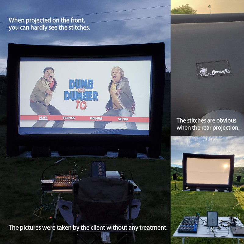 Sewinfla 20Ft Inflatable Movie Screen - Front and Rear Projection - Blow Up Outdoor and Indoor Projector Screen for Party, Easy to Set Up