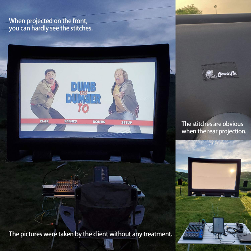 Sewinfla 24Ft Inflatable Projector Screen with Blower Support Front and Rear Projection Blow Up Outdoor and Indoor Projector Screen for Outside Party Home Theater