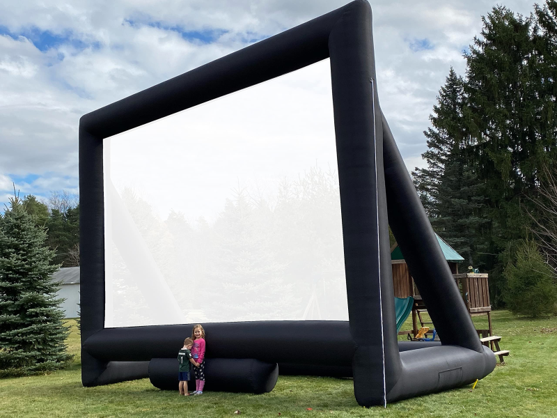 Sewinfla 33Ft Giant Inflatable Projector Screen with 2 Replaceable Screen Cloth - Portable Blow Up Movie Screen Outdoor for Grand Parties, Easy to Set Up