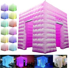 Inflatable Photo Booth Enclosure 8.2ft  with Blower 16 Colors Portable Photo Booth Studio Tent  2 Doors Great for Wedding, Party, Events, Birthday, Bars White