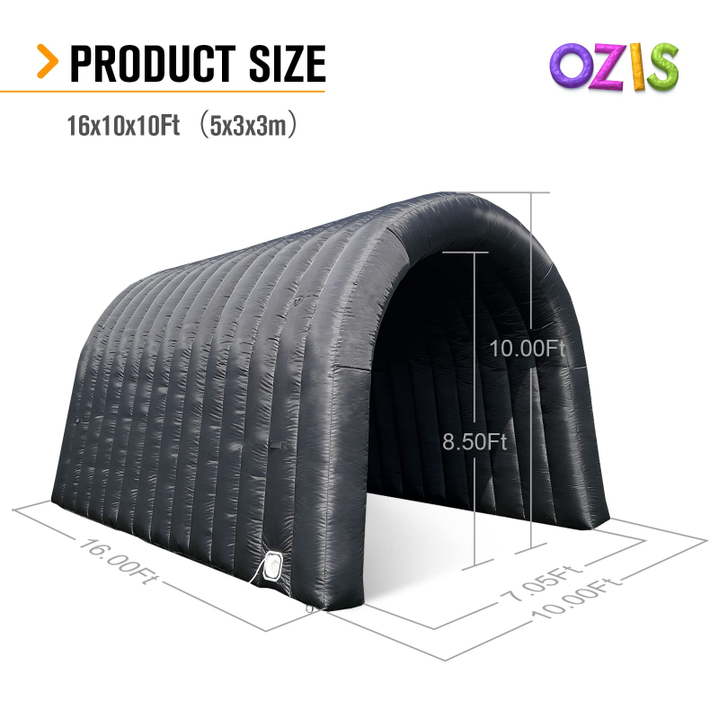 Inflatable Tunnel 16x10x10ft Black Sports Tunnel Entrance with Installed Blower Inflatable Tunnel Tent for Business Advertising Event Exhibition Promotion,Street,Shop,Supermarket,School