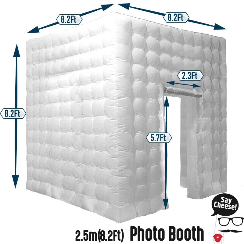 Inflatable Photo Booth Enclosure 8.2ft  with Blower 16 Colors Portable Photo Booth Studio Tent  1 Doors Great for Wedding, Party, Events, Birthday, Bars White