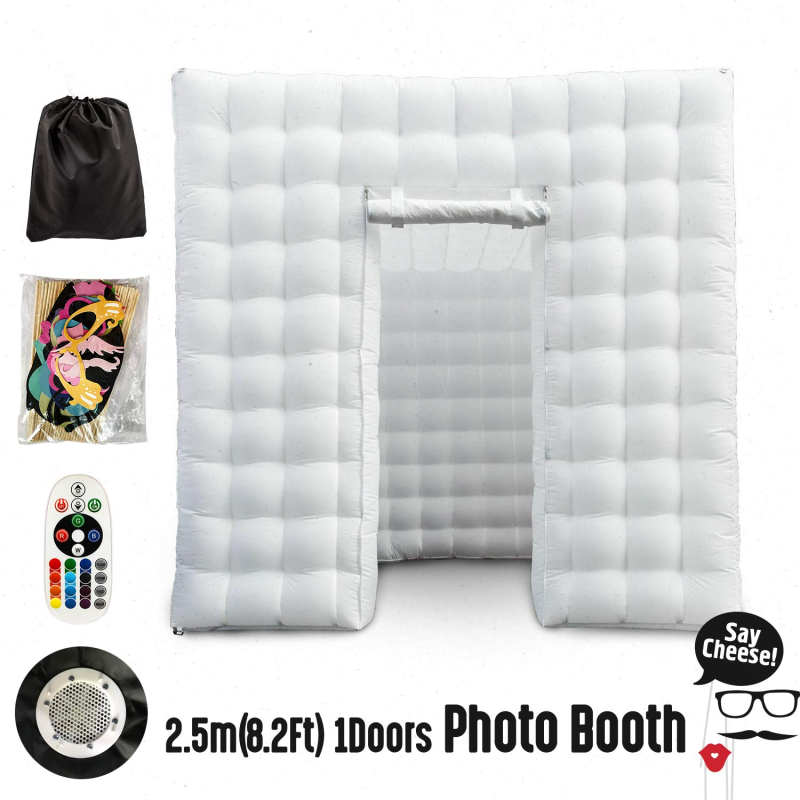 Inflatable Photo Booth Enclosure 8.2ft  with Blower 16 Colors Portable Photo Booth Studio Tent  1 Doors Great for Wedding, Party, Events, Birthday, Bars White