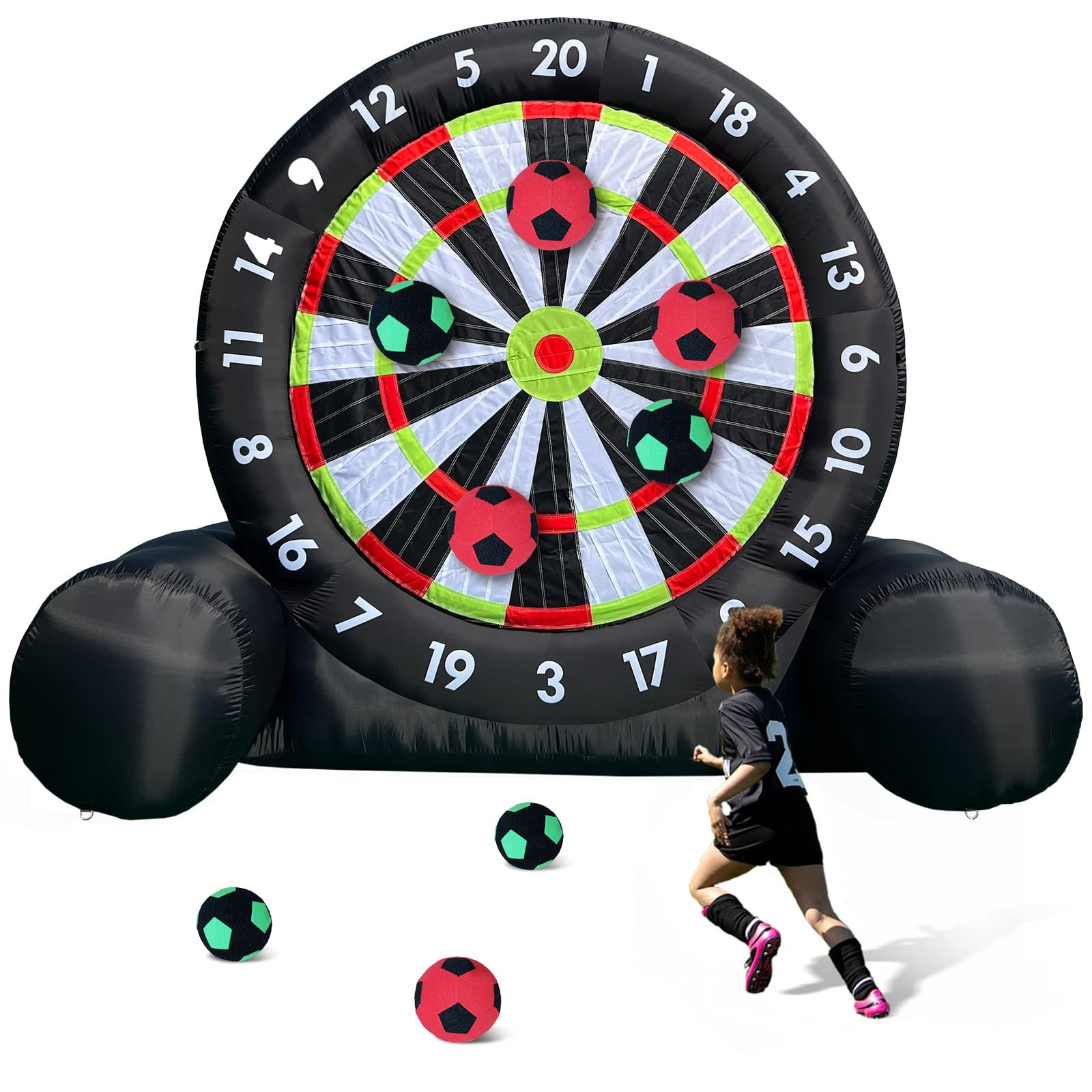Giant 10Ft Tall Inflatable Soccer Ball Darts Board with 8pcs Soccer