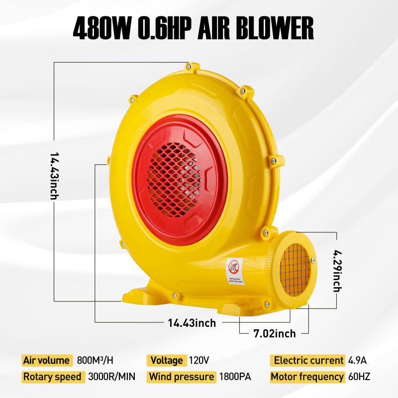 Sewinfla 480W Air Blower, Pump Fan Commercial Inflatable Bouncer Blower, Perfect for Inflatable Movie Screen, Inflatable Paint Booth, Inflatable Bounce House, Jumper, Bouncy Castle