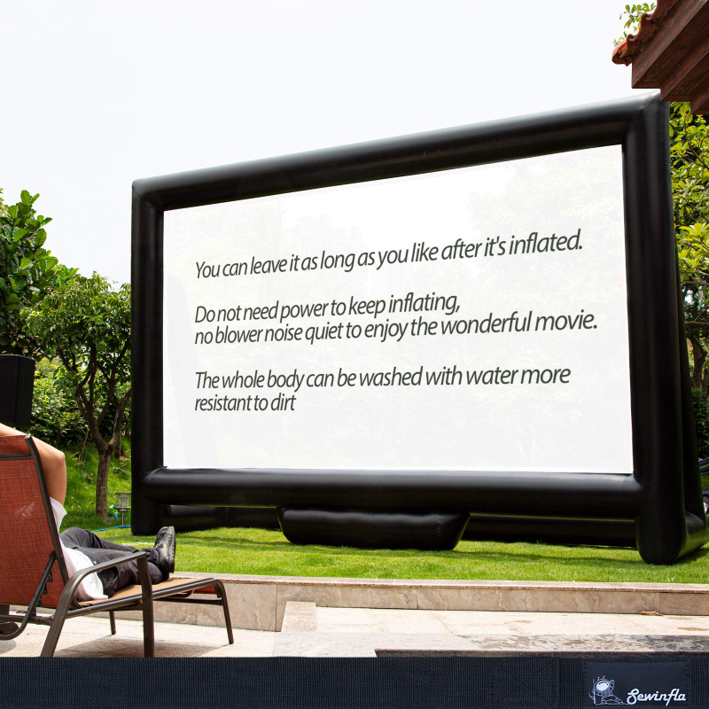 Sewinfla Upgraded Airtight Inflatable Movie Projector Screen 19ft- Outdoor Movie Screen - No Need to Keep Inflating - Supports Front and Rear Projection