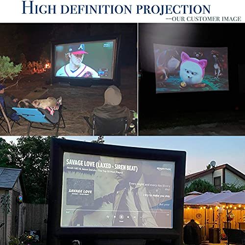 Sewinfla Airtight Movie Screen 15FT Inflatable Golf Practice Net Combination, Support Front & Rear Projection, No Need to Keep Inflating