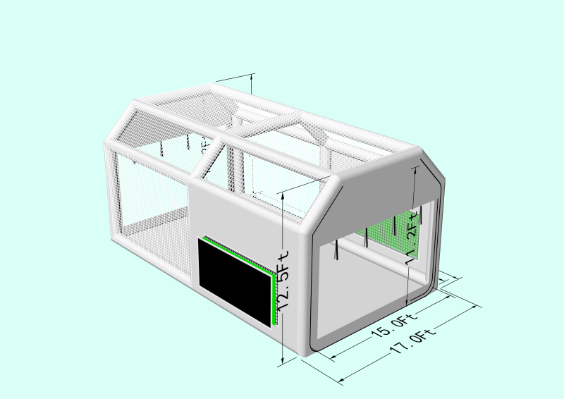 Custom Airtight booth 24x15x10FT with 2 Blowers (1100W+1100W) -New Version Sewinfla Airtight Waterproof Paint Booth Durable Portable Paint Booth Perfect Solution for Overspray Problem