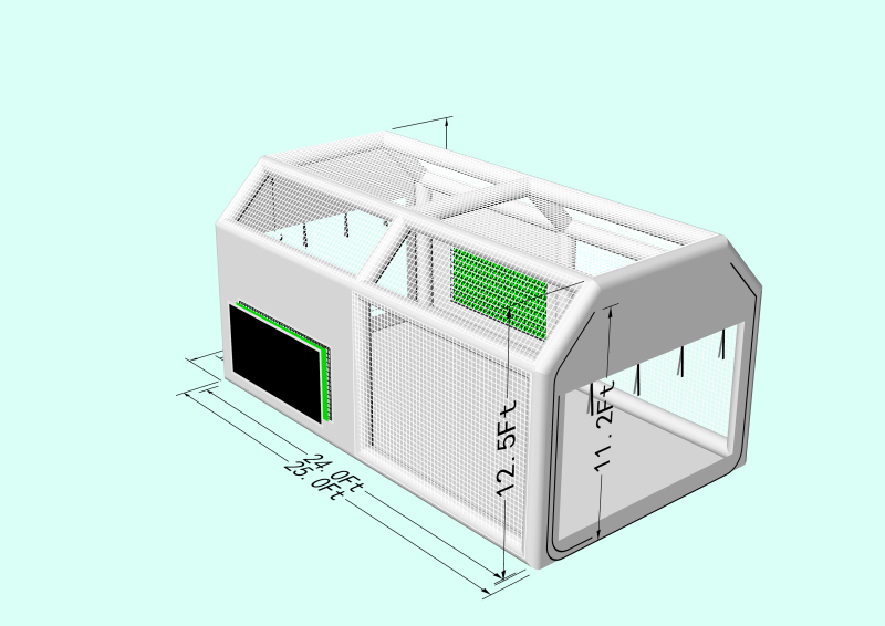 Custom Sewinfla Airtight Waterproof Paint Booth 25x17x12.5FT with 2 Blowers (1100W+1100W) -New Version Airtight Spray Paint Booth Durable Portable Paint Booth Perfect Solution for Overspray Problem