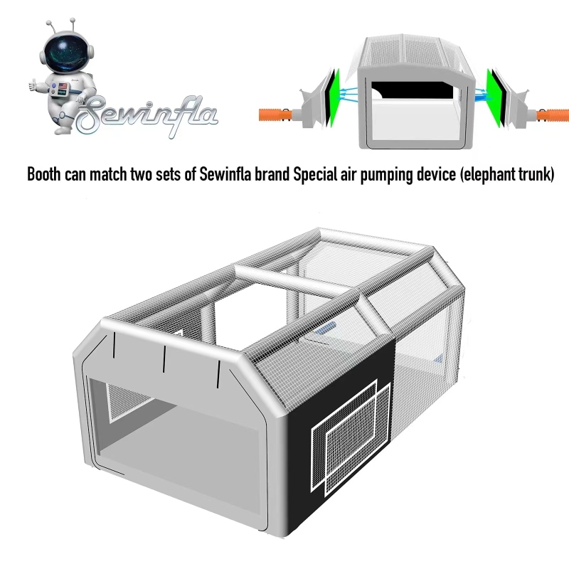 Custom Sewinfla Airtight Waterproof Paint Booth 25x17x12.5FT with 2 Blowers (1100W+1100W) -New Version Airtight Spray Paint Booth Durable Portable Paint Booth Perfect Solution for Overspray Problem