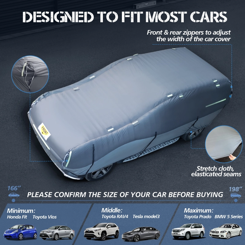 Hail Car Cover with Thickened Inflatable PVC Inner Full Car Cover Protector Anti-Hail Car Cover for Sedans SUV Length Between 166"-198''(with Air Pump)