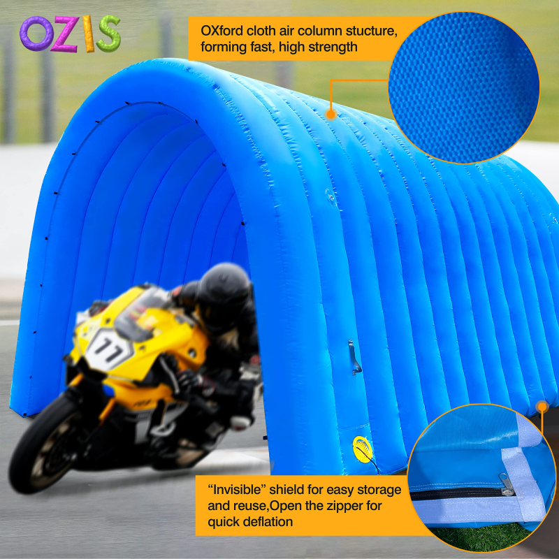Inflatable Tunnel Sports Tunnel Entrance with Installed Blower Inflatable Tunnel Tent for Business Advertising Event Exhibition Promotion,Street,Shop,Supermarket,School(Blue, 16x10x10ft)